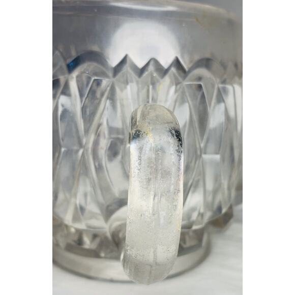 Vintage Cut Clear Glass Sugar Bowl 4" Tall Colonial Two Handles Rough Condition - Picture 5 of 6